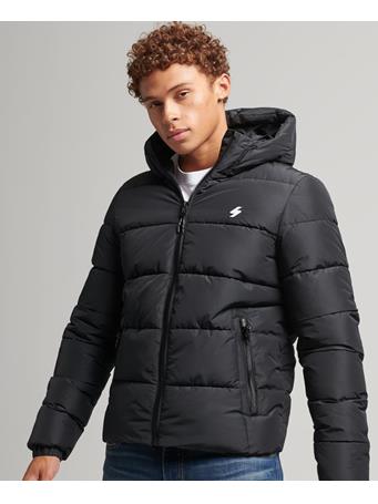 SUPERDRY - Sports Puffer Hooded Jacket BLACK