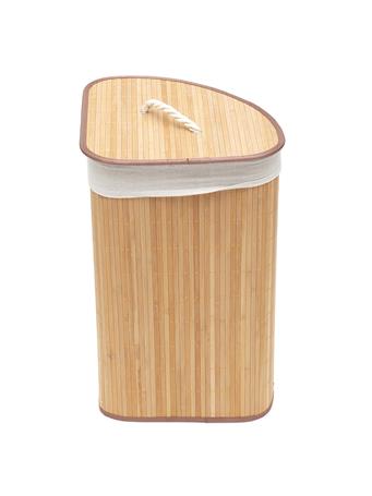 HDS TRADING CORP - Home Basics Folding Corner Bamboo Hamper with Liner NATURAL