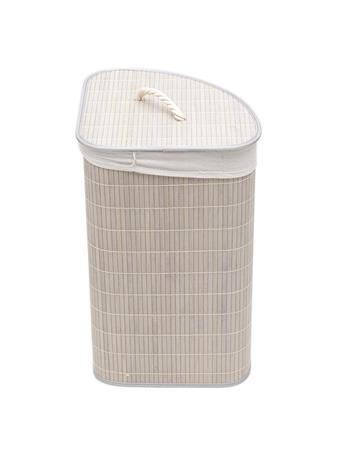 HDS TRADING CORP - Home Basics Folding Corner Bamboo Hamper with Liner GREY