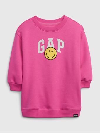 GAP - Smiley Toddler Sweatshirt Dress SUPER PINK NEON