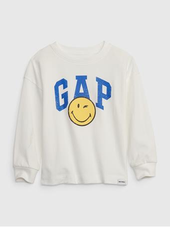 GAP - Smiley Toddler 100% Organic Cotton Graphic T-Shirt NEW OFF WHITE