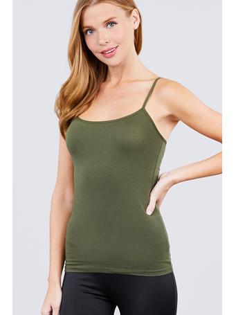 ACTIVE BASIC - Cropped Cami With Shelf Bra TRUE OLIVE