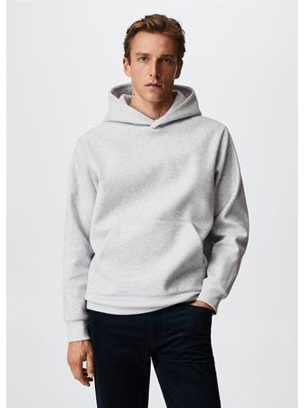 MANGO - Textured Hooded Sweatshirt GREY