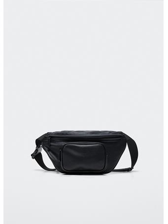 MANGO - Faux Leather Bum Bag BLACK