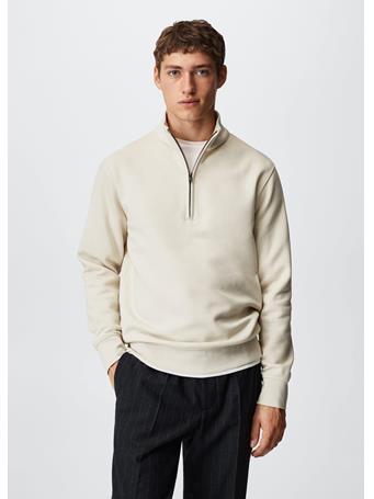 MANGO - Cotton Sweatshirt With Zipper Neck CREAM