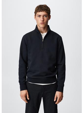MANGO - Cotton Sweatshirt With Zipper Neck NAVY
