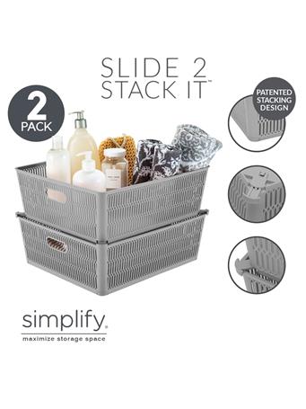 SIMPLIFY  - Slide and Stack Storage Large Shallow Tote Box - 2-Pack GREY