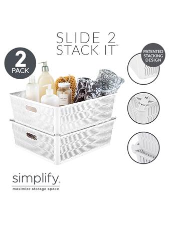 SIMPLIFY  - Slide and Stack Storage Large Shallow Tote Box WHITE