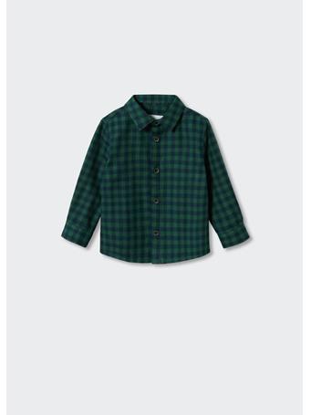MANGO - Check Cotton Shirt GREEN