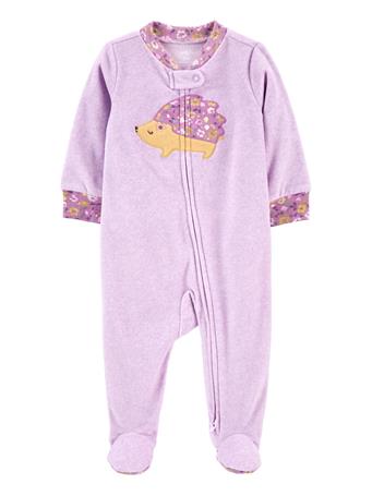 CARTER'S - Baby Hedgehog Zip-Up Fleece Sleep & Play PURPLE