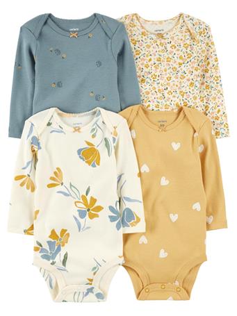 CARTER'S - 4-Pack Long-Sleeve Bodysuits YELLOW