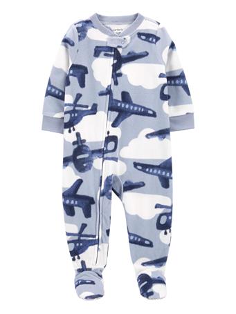 CARTER'S - Baby 1-Piece Airplane Fleece Footie PJs BLUE