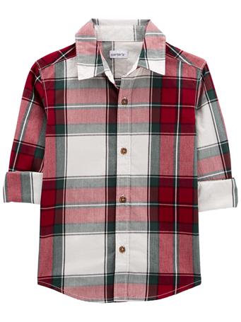 CARTER'S - Baby Plaid Button-Front Shirt RED