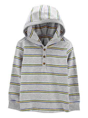 CARTER'S - Toddler Striped Hooded Henley GREY