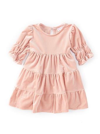 BONNIE JEAN - Baby Girls 3-24 Months 3/4-Sleeve Tiered Velvet Dress PINK