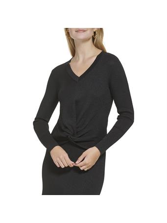 CALVIN KLEIN - V-Neck With Knot Down the Middle BLACK