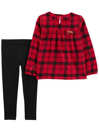 CARTER'S - Baby 2-Piece Flannel Top & Legging Set RED