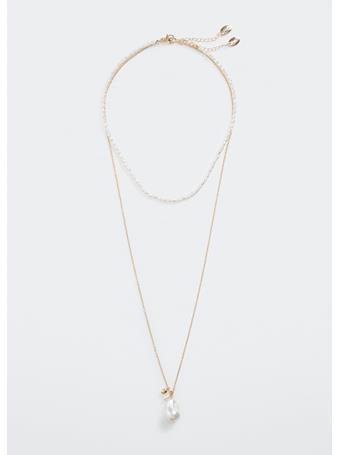 MANGO - Double Pearl Chain Necklace GOLD