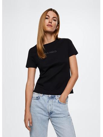 MANGO - Logo Strass T-shirt BLACK
