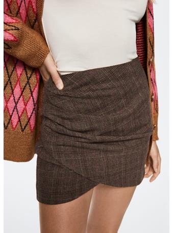 MANGO - Draped Wrap Skirt DARK BROWN