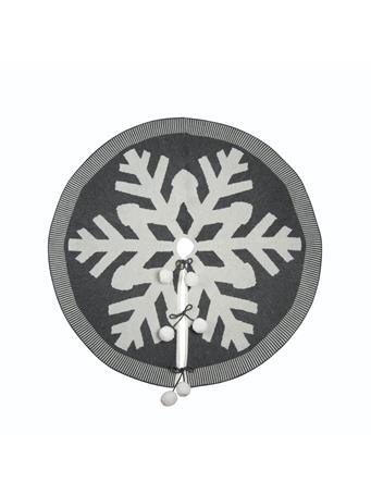 TRANSPAC - Fabric Neutral Snowflake Tree Skirt NATURAL