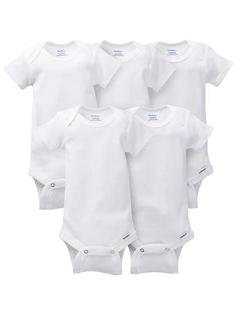 GERBER CHILDRENSWEAR - 5-Pack White Short Sleeve Onesies Bodysuits WHITE