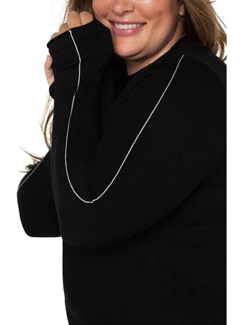 LIVERPOOL JEANS - Mock Neck Rolled Hem Long Sleeve Sweater BLACK