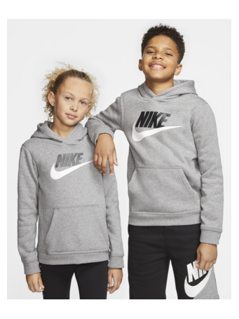 NIKE - Sportswear Club Fleece Big Kids’ Pullover Hoodie CARBON GREY