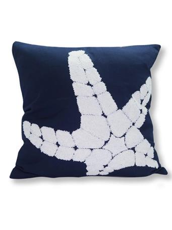 MARINER COTTON - Star Fish Print Decorative Pillow NAVY