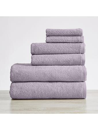 GREAT BAY - 6-Piece Cotton Textured Bath Towel Set - Acacia Collection LILAC