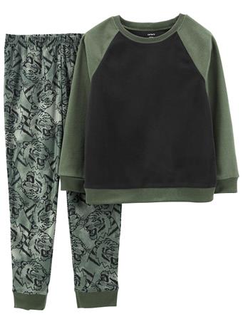 CARTER'S - Kid 2-Piece Tiger Loose Fit Fuzzy PJs GREEN
