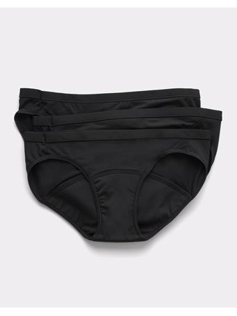 HANES - Hanes Comfort, Period. Bikini Period Underwear, Light Leaks, Black, 3-Pack BLACK