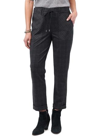 DEMOCRACY - "Ab"leisure High Rise Pull On Plaid Utility Pants Charcoal Brown