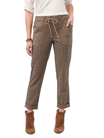 DEMOCRACY - "Ab"leisure High Rise Pull On Plaid Roll Cuff Pants Brown Multi