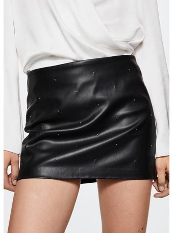 MANGO - Leather-effect Mini-skirt BLACK