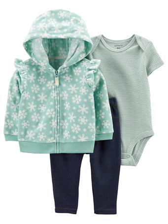 CARTER'S - Baby 3-Piece Fleece Little Jacket Set GREEN