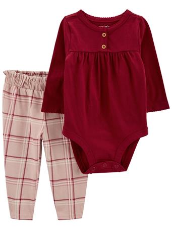 CARTER'S - Baby 2-Piece Bodysuit Pant Set BURGUNDY RED