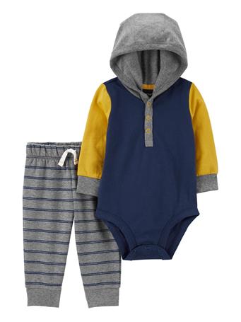 CARTER'S - Baby 2-Piece Hooded Bodysuit Pant Set NAVY