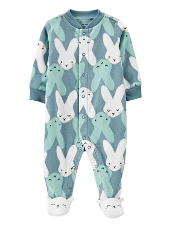 CARTER'S - Baby Bunny 2-Way Zip Fleece Sleep & Play BLUE