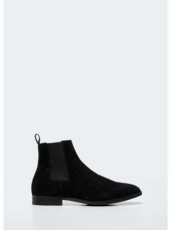 MANGO - Leather Chelsea Ankle Boots BLACK