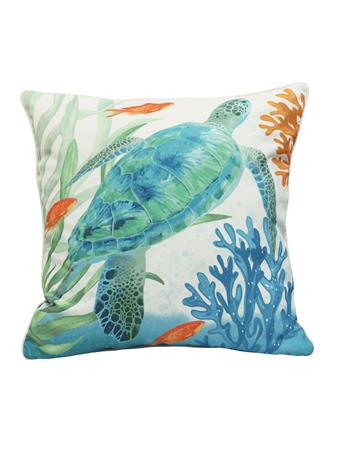 OUTDOOR DECOR - Turtle Marine Life Collection Decorative Pillow TURQUOISE