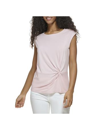 CALVIN KLEIN - Cap Sleeved Knit Peplum Top PETAL