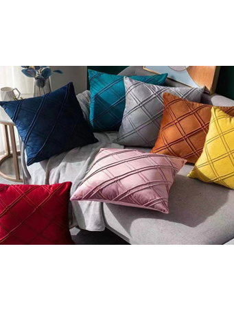 MAISON LUXE - Decorative Velour Pintuck Box Pillow GREY