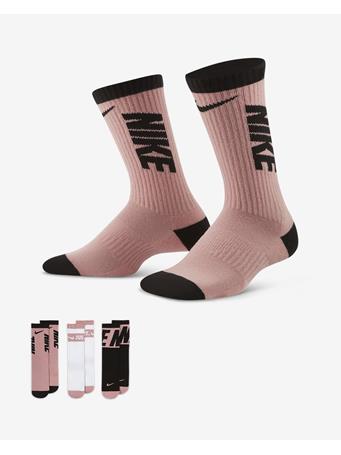 NIKE - Assorted 3-pack Everyday Cushioned Crew Socks  PINK