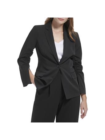 CALVIN KLEIN - Butt Ruched Sleeve Tropical Jacket BLACK