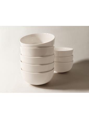 ETHAN STONE - 8 Piece 5.5 Inch Porcelain Soup Bowl Set WHITE