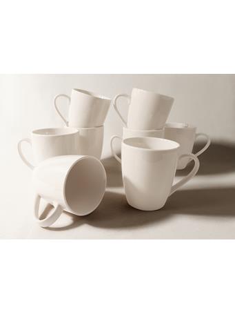 ETHAN STONE - 8 Piece Porcelain 12oz Mugs WHITE