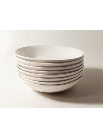 ETHAN STONE - 8 Piece 8 Inch Porcelain Pasta Bowl Set WHITE