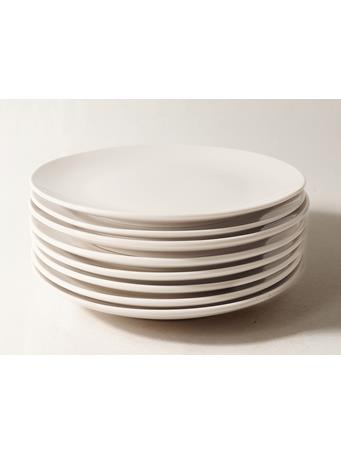 ETHAN STONE - 8 Piece 7.5 Inch Porcelain Salad Plate Set WHITE
