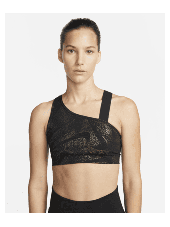NIKE - Swoosh Women's Medium-Support Asymmetrical Non-Padded Sports Bra BLACK